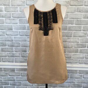 Twelve by Twelve Satin Embellished Sleeveless Top XS Classic Staple Ruffle Tie